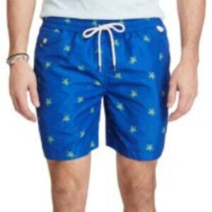 Polo Ralph Lauren Traveler Turtle Swim Trunks Size XXL Navy Blue Green Vacation
